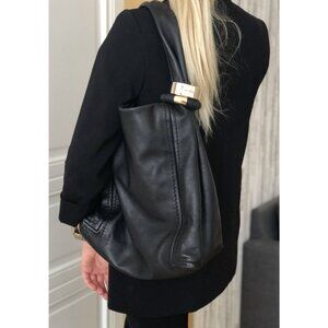 Jimmy Choo "Saba" Bracelet Black leather Handbag